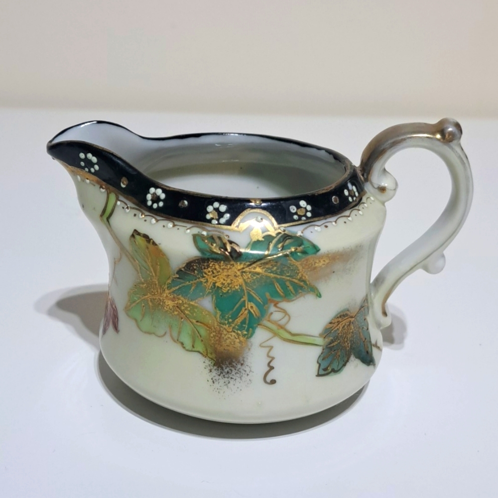 Nippon Hand Painted Creamer - Blue Red Green Leaves
